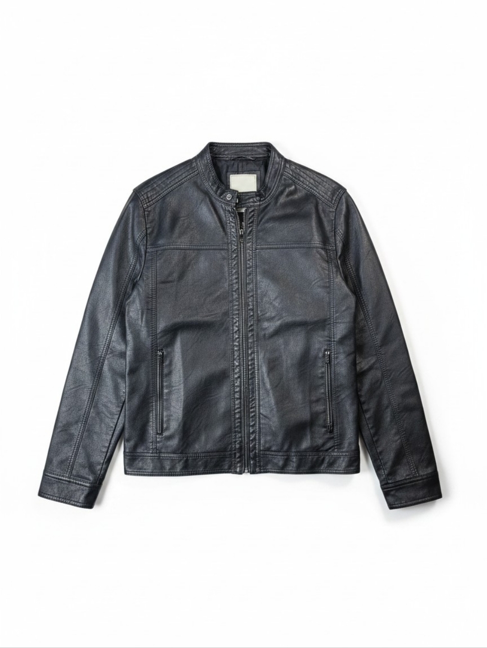 Supply Project Faux Leather Jacket Mens XL Black Moto Biker Zip Minimal